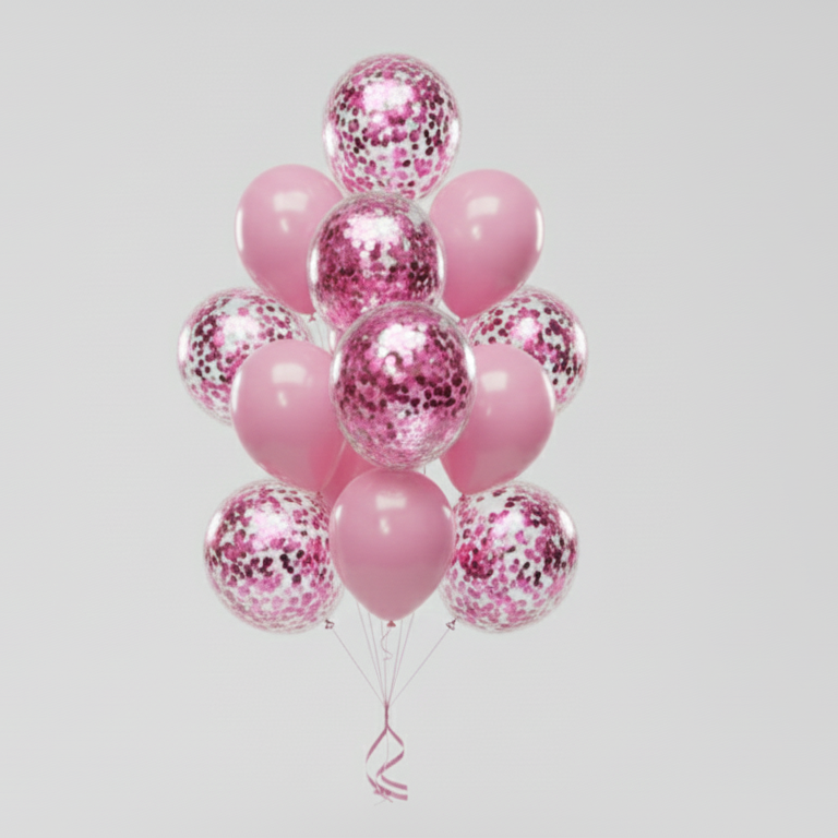 Pink Confetti Celebration Balloon Bouquet