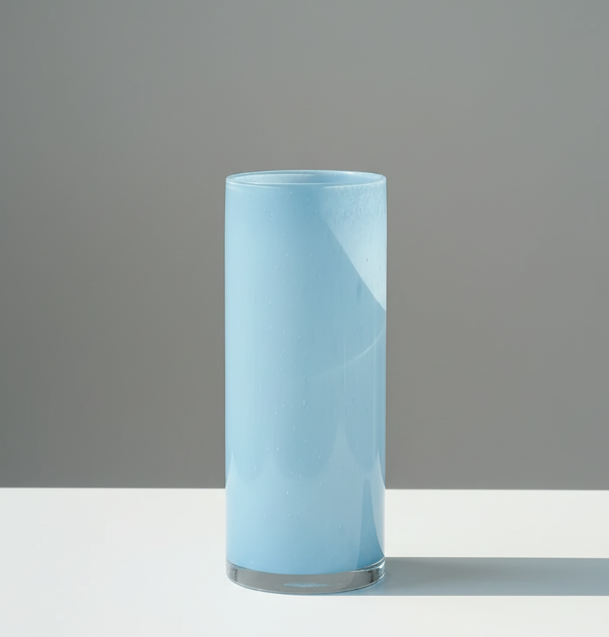 Light Blue Glass Cylinder Vase