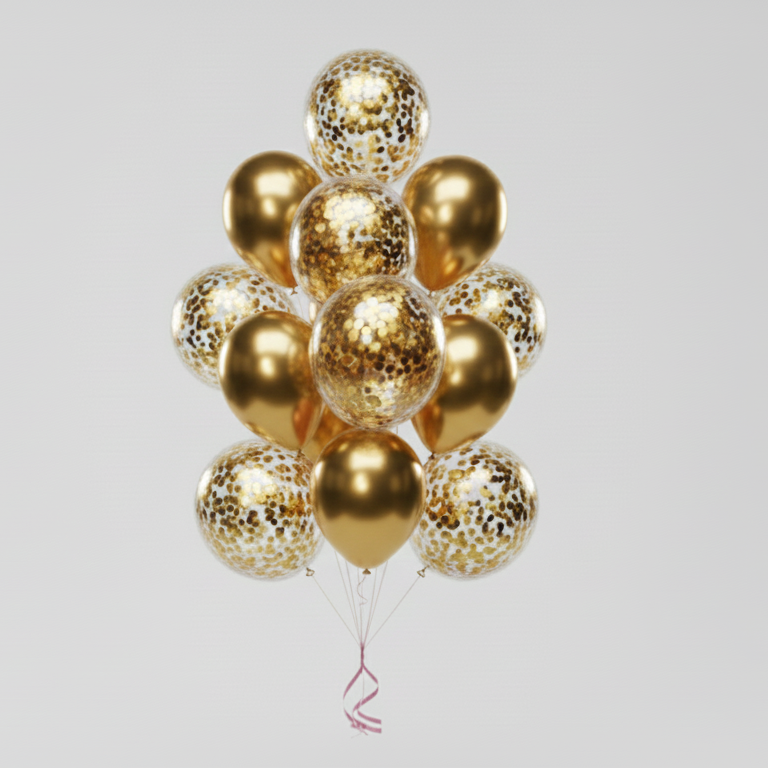 Gold Confetti Celebration Balloon Bouquet