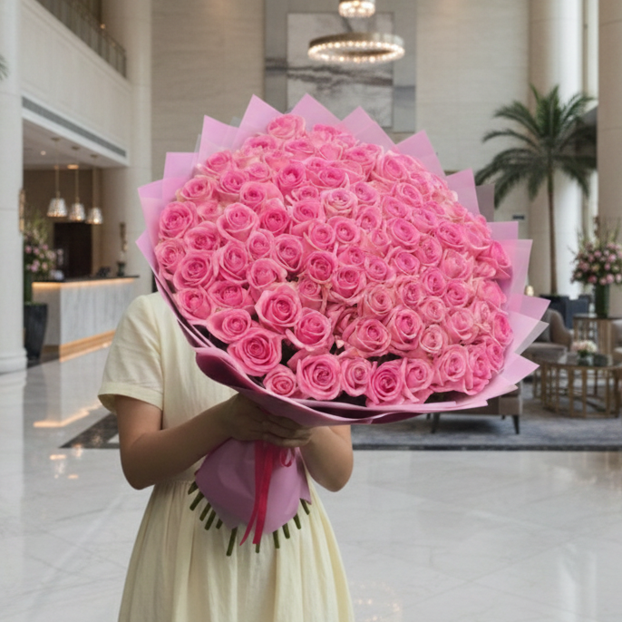 101 Pink Roses Bouquet