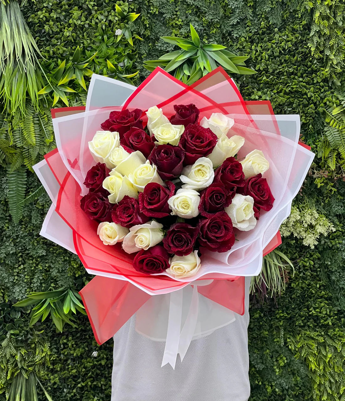 Love in Harmony - 31 Red and White Roses