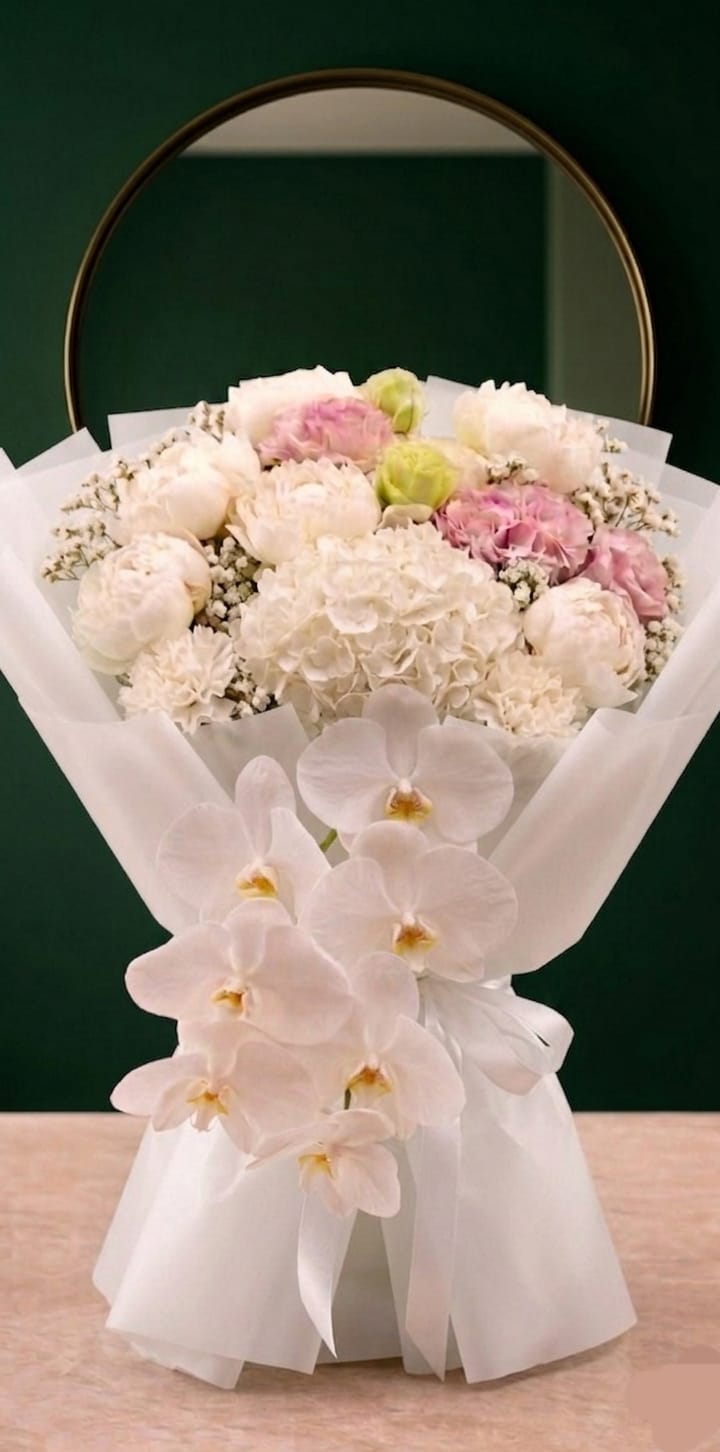 Orchid Peonies hand Bouquet