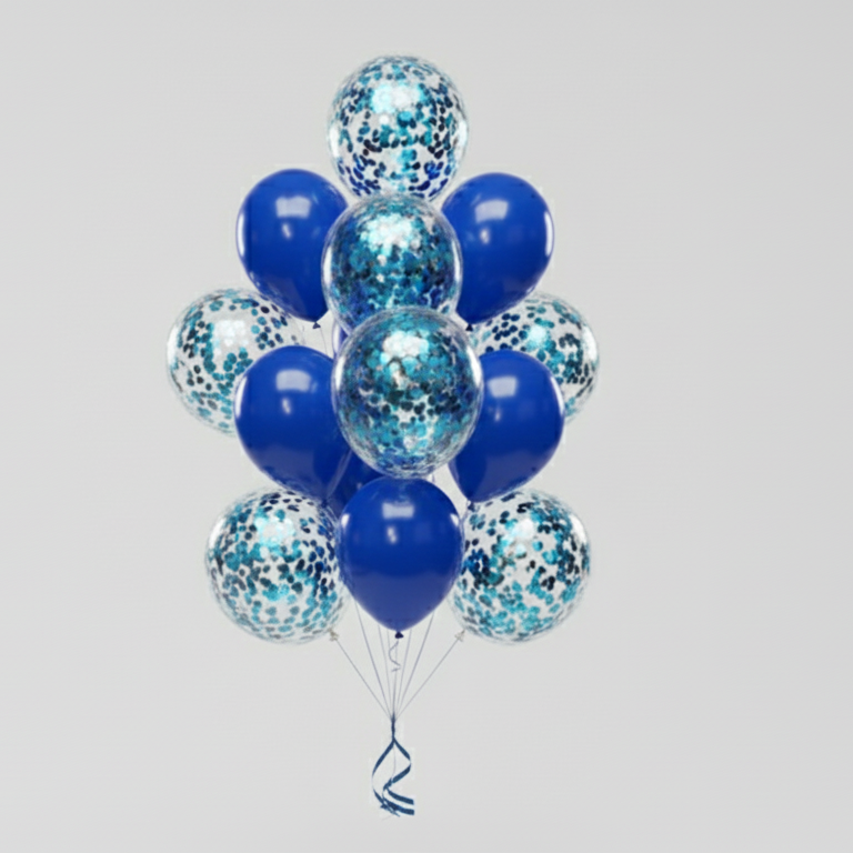 Blue Confetti Celebration Balloon Bouquet