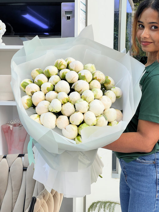 51 White Peony Bouquet
