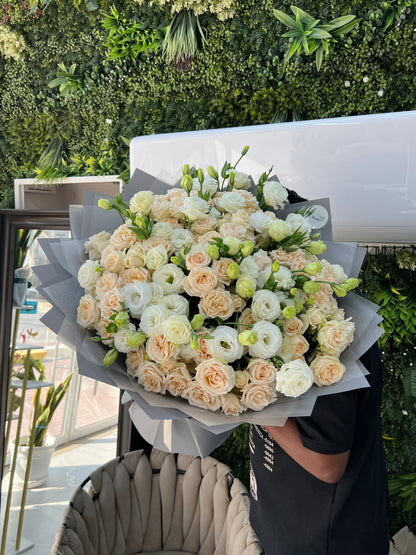 Peach Silk & Frost Bouquet