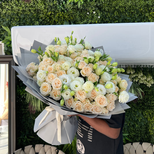 Peach Silk & Frost Bouquet