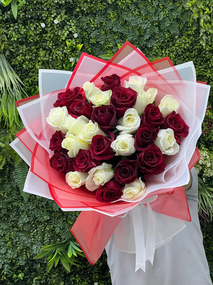 Love in Harmony - 31 Red and White Roses