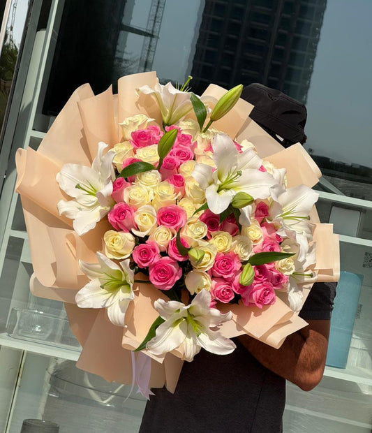 Pink Whispers & Lilies Bouquet