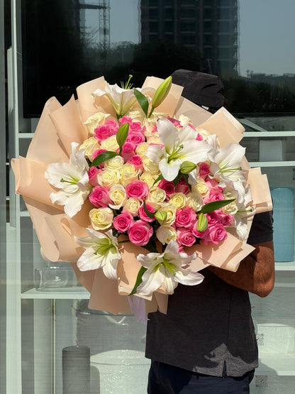Pink Whispers & Lilies Bouquet